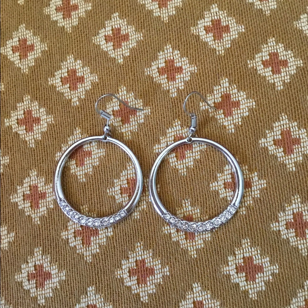 Silver bling hoop earrings